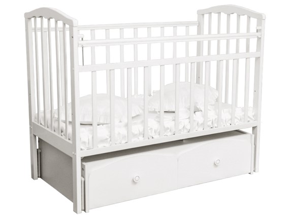 Кроватка в детскую Золушка 7, 60х120, массив березы, цвет белый во Владивостоке - изображение