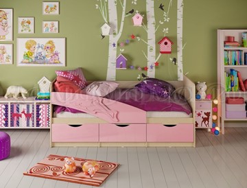 Детская кровать Дельфин, Розовый глянец 80х160 во Владивостоке