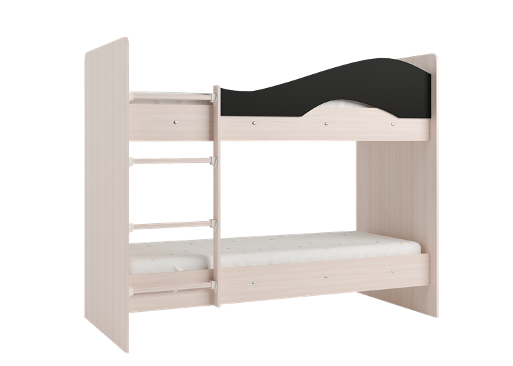 Детская  двухъярусная кровать Мая с 2 ящиками на щитах, корпус Млечный дуб, фасад Венге в Артеме - изображение 3