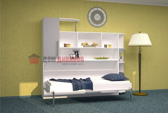 Детская кровать-шкаф Горизонтальная в серых тонах, Белый шагрень/Алюминий (900х2000) в Уссурийске - изображение