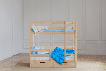Детская 2-ярусная кровать без крыши с ящиками, без покраски в Находке - предосмотр