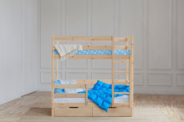 Детская 2-ярусная кровать без крыши с ящиками, без покраски в Артеме - изображение