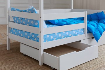 Двухэтажная детская кровать Домик с ящиками, цвет белый в Артеме - предосмотр 3