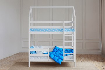 Детская двухъярусная кровать Домик, цвет белый в Уссурийске