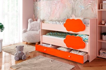Двухэтажная кровать Соник 1.6 с ящиком, Оранжевый в Артеме - предосмотр