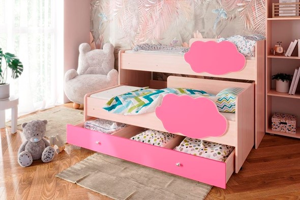Кровать 2-ярусная Соник 1.6 с ящиком, Розовый в Артеме - изображение
