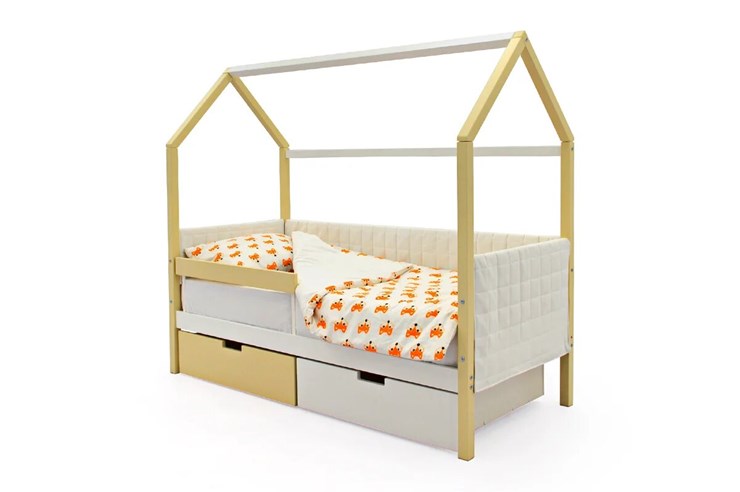 Кровать-домик детская «Svogen бежево-белый» мягкая во Владивостоке - изображение 4