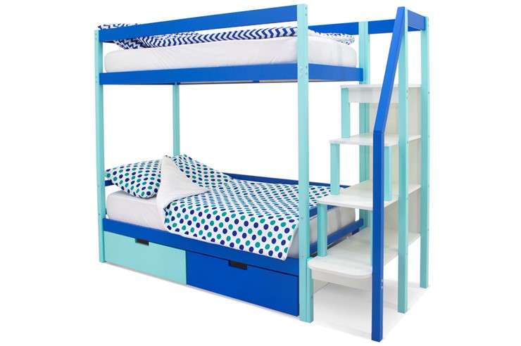 Детская 2-этажная кровать Svogen мятный-синий во Владивостоке - изображение 4