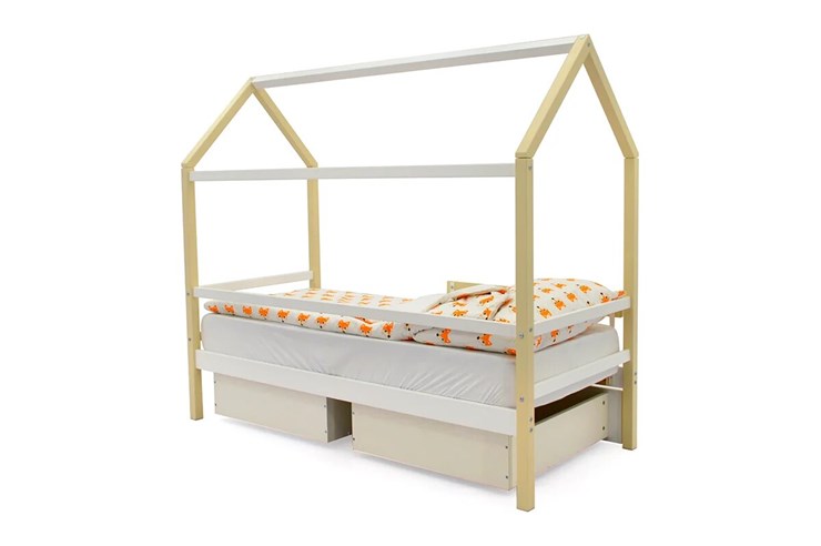 Детская кровать-домик Svogen бежево-белый в Артеме - изображение 4