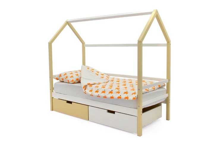Детская кровать-домик Svogen бежево-белый в Артеме - изображение 3
