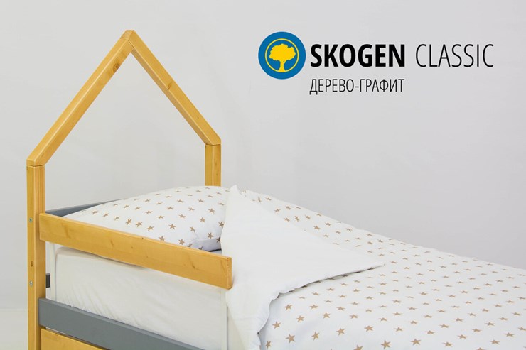 Кровать-домик детская мини Skogen дерево-графит в Артеме - изображение 3
