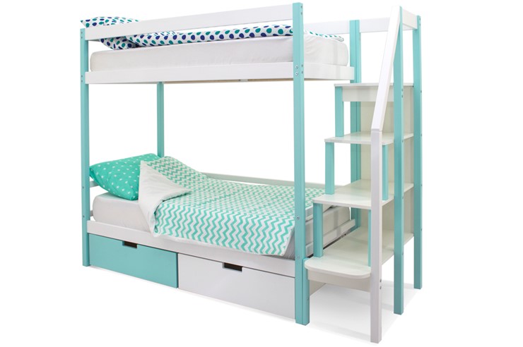 Детская 2-этажная кровать Svogen мятный-белый в Артеме - изображение 4