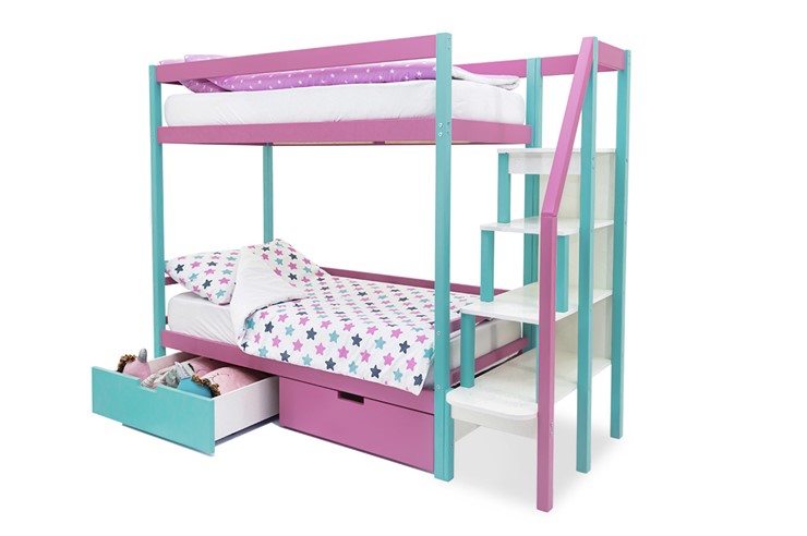 Двухэтажная детская кровать Svogen мятный-лаванда в Артеме - изображение 5