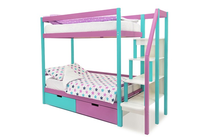 Двухэтажная детская кровать Svogen мятный-лаванда в Артеме - изображение 4