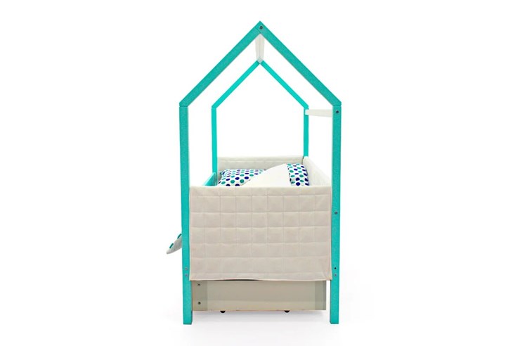 Кровать-домик детская «Svogen мятный-белый» мягкая в Артеме - изображение 5