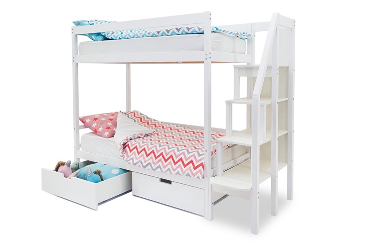 Детская 2-ярусная кровать Svogen белый в Находке - изображение 5