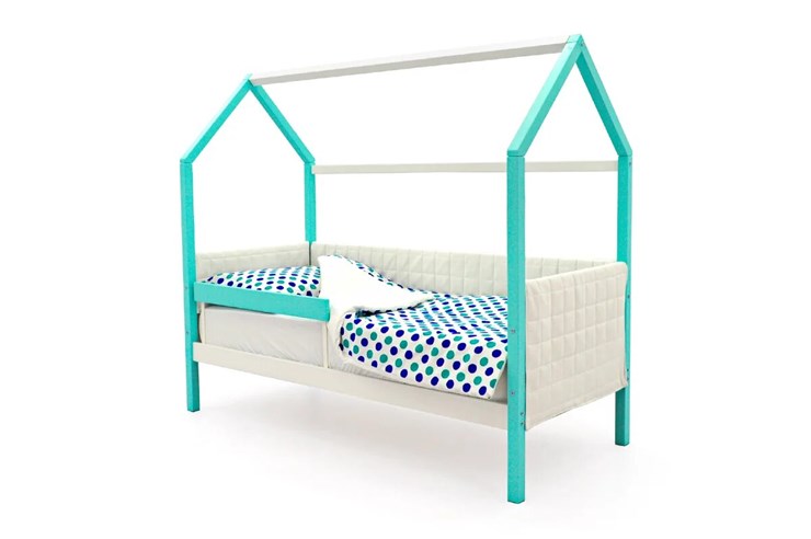 Кровать-домик детская «Svogen мятный-белый» мягкая в Артеме - изображение 2