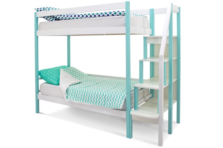 Детская 2-этажная кровать Svogen мятный-белый в Артеме - изображение 2