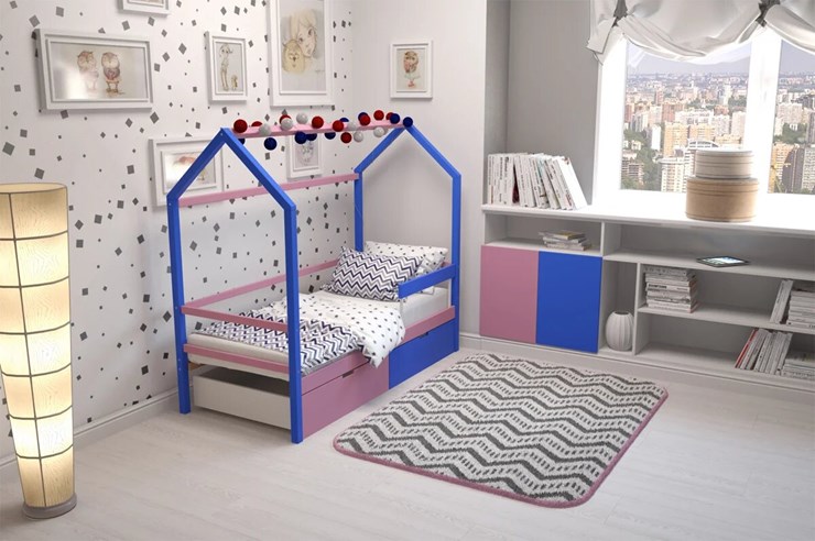 Кровать-домик детская Svogen синий-лаванда в Артеме - изображение 5