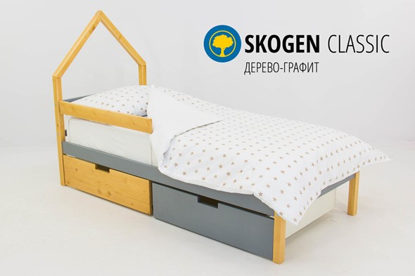 Кровать-домик детская мини Skogen дерево-графит в Артеме - изображение