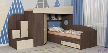 Детская кровать-шкаф Кадет-2, корпус Бодего, фасад Дуб в Уссурийске