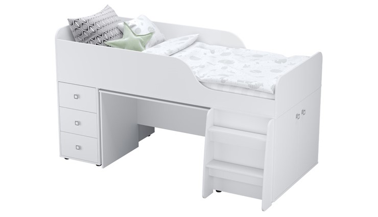 Кровать-чердак с рабочей зоной POLINI Kids Simple 4500 Белый в Артеме - изображение 6