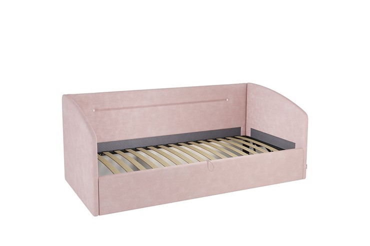 Кровать в детскую 0.9 Альба (Софа), нежно-розовый (велюр) в Уссурийске - изображение 1