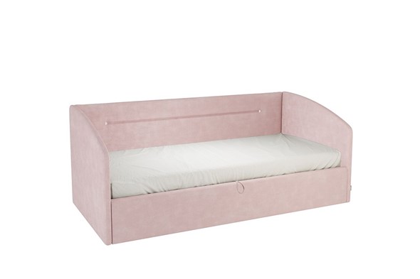Кровать в детскую 0.9 Альба (Софа), нежно-розовый (велюр) в Уссурийске - изображение