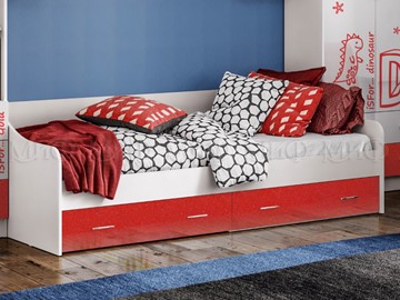 Кровать в детскую Алфавит (Красный) с ящиками в Уссурийске