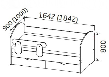 Кроватка Бэмби 1800х900 без ящиков и бортика, белый в Находке - изображение 1