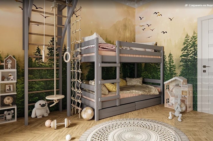 Детская кровать Джуниор двухъярусная с ящиками (Антрацит) во Владивостоке - изображение 1