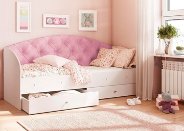 Односпальная детская кровать Эльза без бортика, Розовый (латы) в Находке