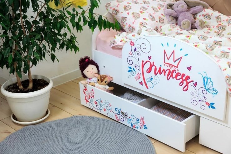 Детская кровать односпальная Эльза с бортиком, Розовый (латы) в Артеме - изображение 2