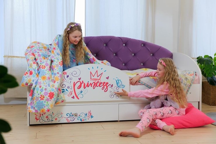 Кровать детская Эльза с бортиком, Фиолетовый (латы) в Артеме - изображение 4