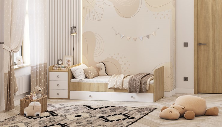 Кровать детская Фея 1100 Вяз-белый в Артеме - изображение 4