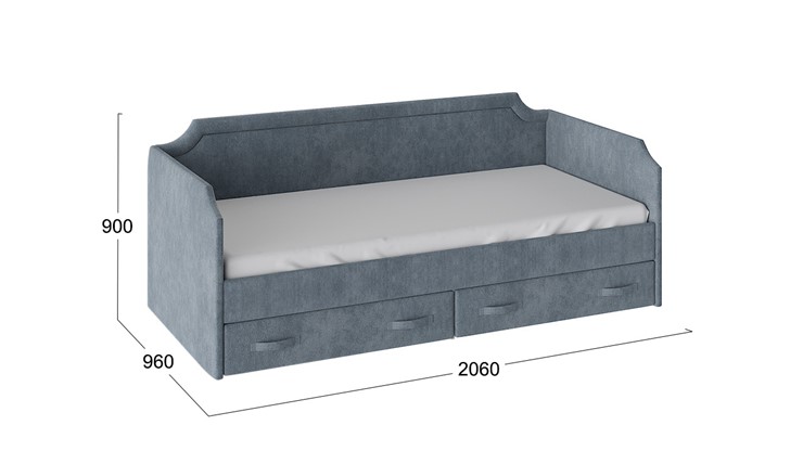 Кровать в детскую Кантри Тип 1, ТД-308.12.02 (Замша синяя) во Владивостоке - изображение 2