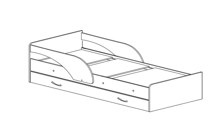Детская кровать с ящиками Максимка, корпус Шимо светлый, фасад Шимо темный в Уссурийске - изображение 1