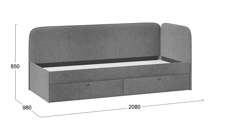 Подростковая кровать Молли тип 1 (90), Микровелюр Scandi Graphite 22 в Находке - изображение 3