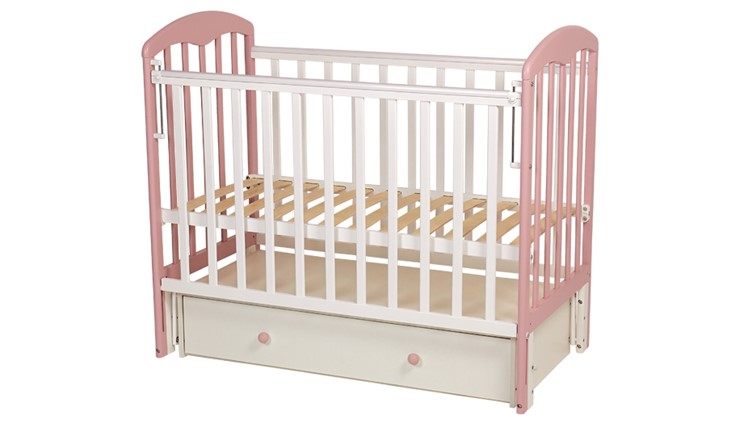 Детская кроватка Polini kids Simple 328, белый-розовый в Артеме - изображение 1
