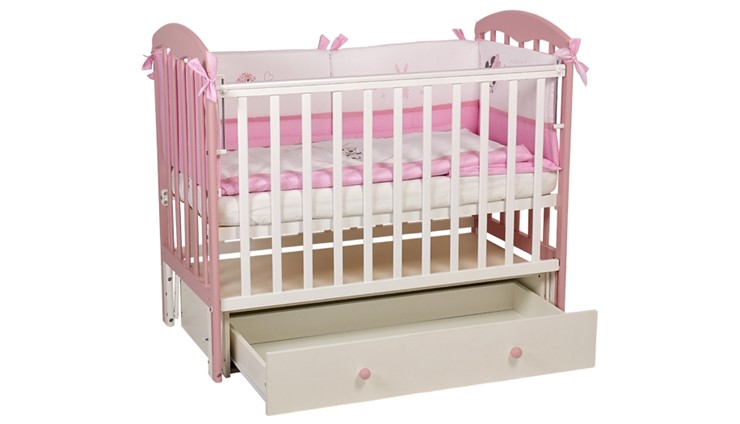 Детская кроватка Polini kids Simple 328, белый-розовый в Артеме - изображение 5