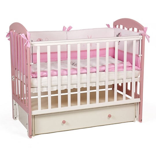 Детская кроватка Polini kids Simple 328, белый-розовый в Артеме - изображение 6