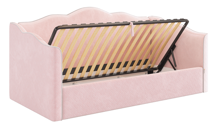 Детская кровать с подъемным механизмом Лея (Софа) 90х200 (нежно-розовый (велюр)/галька (велюр)) во Владивостоке - изображение 4