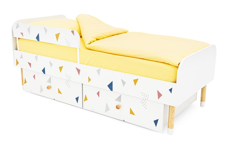 Кровать детская Stumpa Классика "Треугольники желтый, синий, розовый" во Владивостоке - изображение 7