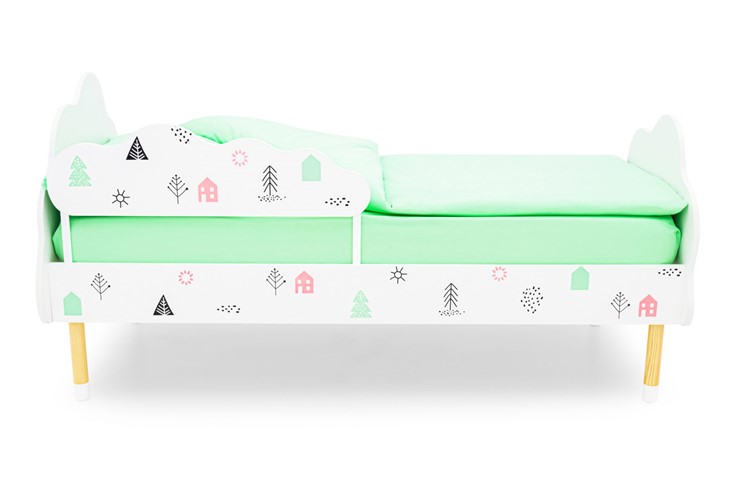 Кровать детская Stumpa Облако "Домики розовый, бирюзовый" во Владивостоке - изображение 1
