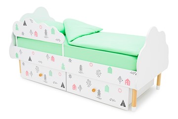 Кровать детская Stumpa Облако "Домики розовый, бирюзовый" во Владивостоке - предосмотр 3