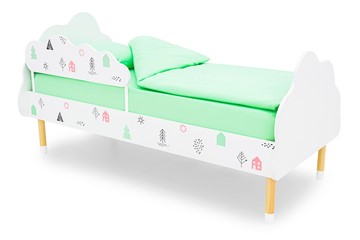 Кровать детская Stumpa Облако "Домики розовый, бирюзовый" в Находке