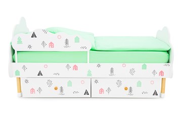 Кровать детская Stumpa Облако "Домики розовый, бирюзовый" во Владивостоке - предосмотр 8