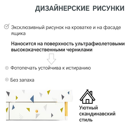 Кроватка Stumpa Облако "Треугольники зеленый, синий" во Владивостоке - изображение 18