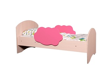 Кровать с бортиками Тучка, корпус Дуб млечный, фасад Розовый в Артеме