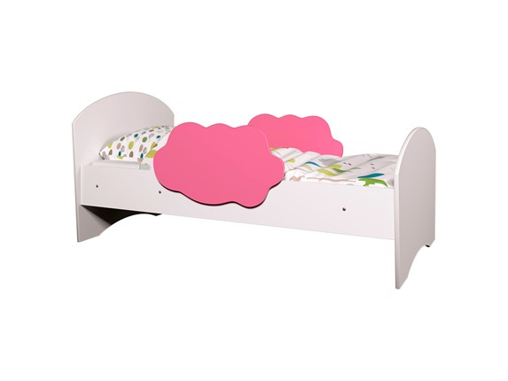 Кровать с бортиками Тучка, корпус Белый, фасад Розовый в Уссурийске - изображение